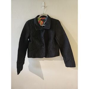 DFA New York black Quilted Women's small Blazer Jacket Cropped Y2k